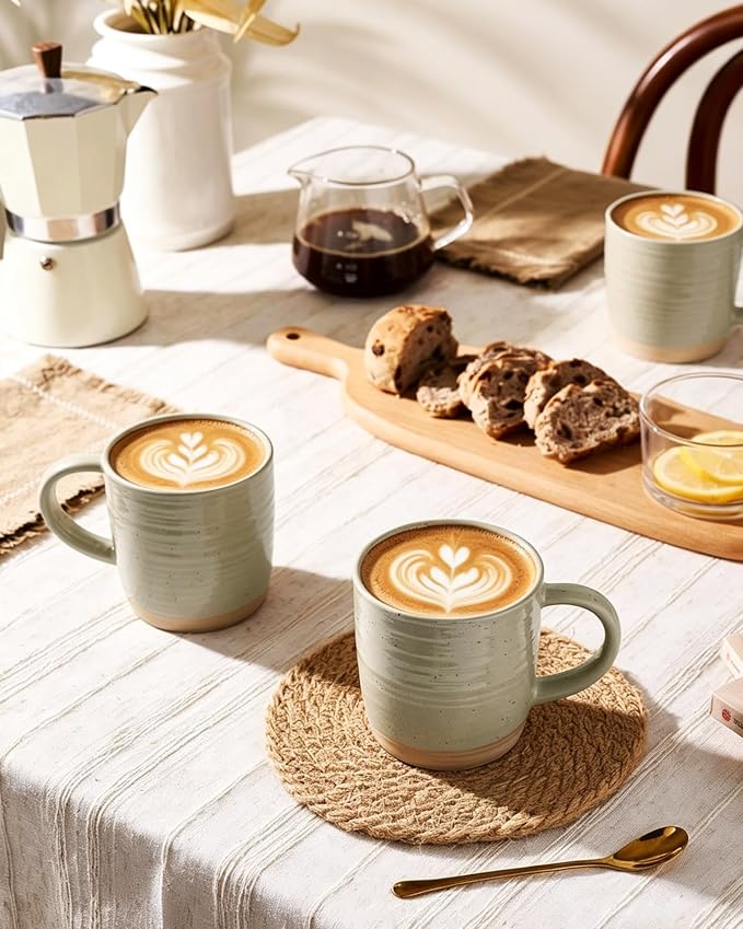 famiware Coffee Mugs Set of 4, 13 oz Mug Set, Ceramic Cup Set with Handle for Coffee, Tea, Cocoa, Milk, Constellation Series, Honey