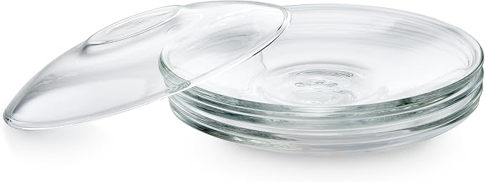 Teabloom Clear Glass Saucers Set of 6 – 5.3 Inch Borosilicate Glass Cup Saucers – Dishwasher Safe – Fits Espresso, Tea & Demitasse Cups – Small Serving Dish for Desserts & Fruits
