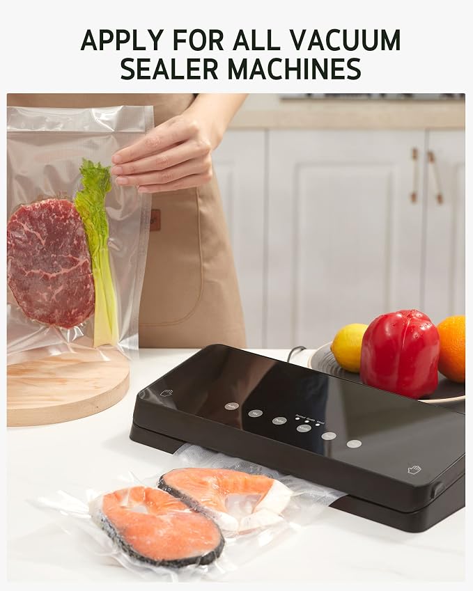 Syntus Vacuum Sealer Bags, 100 Quart 8" x 12" and Pint 6" x 10" Commercial Grade PreCut Bag, BPA Free Food Vac Bags for Storage, Meal Prep or Sous Vide