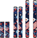 American Flag Eucalyptus Flower Refrigerator Handle Door Covers 6 Pcs Microwave Dishwasher Keep Kitchen Clean from Smudges Food Stains Fingerprints July 4th Independence Day Decor