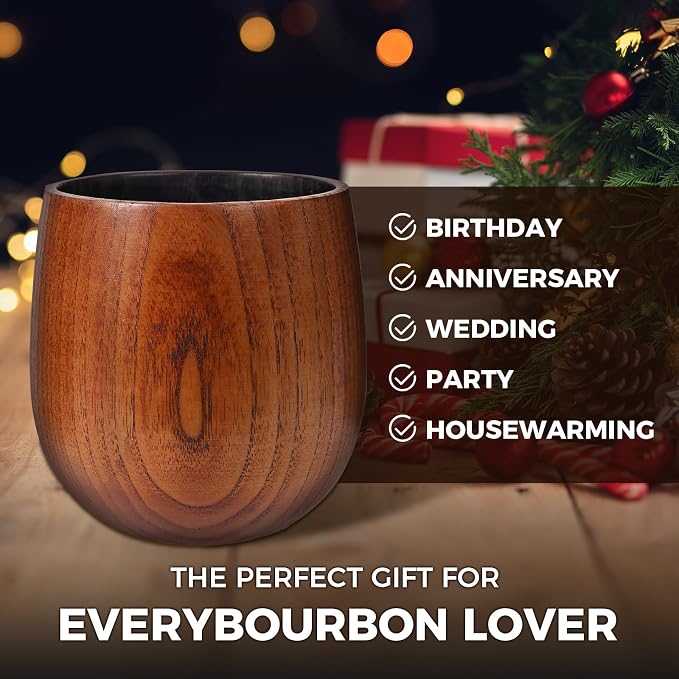 Upgraded Charred Whiskey Glasses Sets, Bourbon Drinking Glass, Bourbon Gifts for Men, Finished Wooden Old Fashioned Glass, Great Whiskey Gifts for Men, Dad, Or Brother (2 Pack)