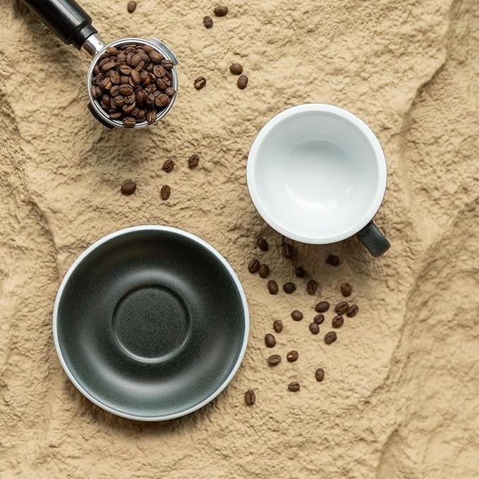Loveramics Matt Cappuccino Cup, 10 oz Ceramic Latte Art Mug with Saucer, Thick-walled stoneware cup Set, Barista Latte Cup Set for Latte, Cappuccino, Tea - Mineral Colors (Forest, 10OZ)