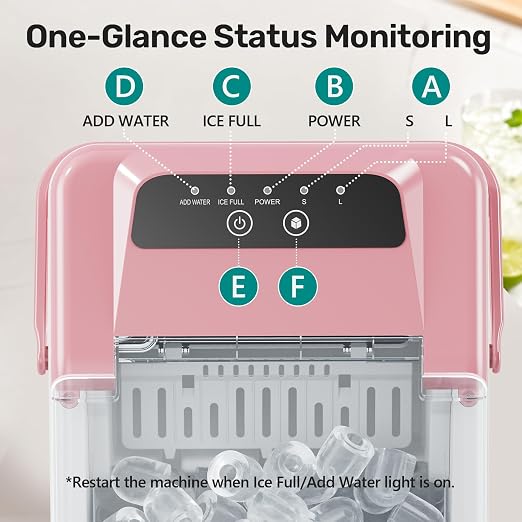 OLIXIS Countertop Ice Maker with Self-Cleaning, Portable Ice Maker Machine with Scoop, 26Lbs/24H, 9 Cubes in 6 Mins, 2 Sizes of Bullet for Home, Kitchen, Office, Pink