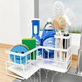 Fikoksol Large Sponge Holder for Kitchen Sink, 90-Degree Sink Caddy Organizer with Dish Brush Holder for Countertop Corner Storage Rack, White Metal L Kitchen Sink Sponge Soap Organizer Storage Ideas