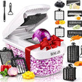 12-in-1 ABS Vegetable Chopper, Onion Cutter with Container, Food Slicer Dicer & Grater, Multifunction Kitchen Gadget for Fruits & Vegetables, BPA Free