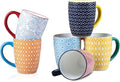 Selamica 16 oz Porcelain Coffee Mugs Set of 6, Coffee Cups Ceramic With Handle, Dishwasher, Oven, Microwave Safe, Assorted Colors