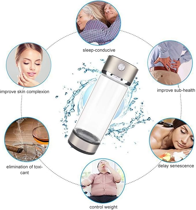 420ml Hydrogen Water Bottle Portable Hydrogen Water Generator USB Charging Rich Hydrogen Water Purifier Filter Glass Bottle