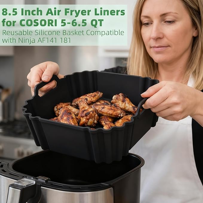 160Pcs 9.5x5 Bread Pan Liners+2 Pack Reusable Silicone Air fryer basket liners