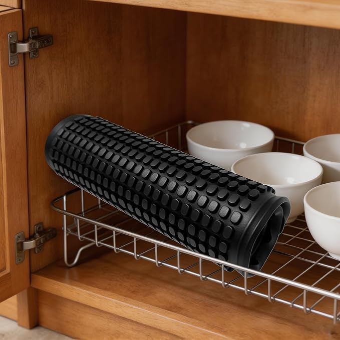 Silicone Dish Drying Mat for Kitchen Countertop, Non-Slip Sink Draining Mat with Raised Ridges, Heat Resistant Absorbent Drying Pad for Dishes, Glasses, Cookware, Easy to Clean Counter Protector