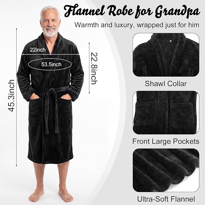 Sieral 6 Pcs Grandpa Gifts for Fathers Day, Best Grandpa Ever Gifts Set from Grandson Granddaughter - Bathrobe, 12oz Tumbler, Socks, Acrylic Plaque, Keychain, Candle and Gift Box for Father's Day