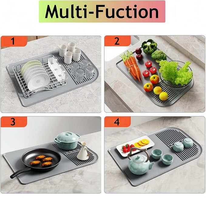 Silicone Toaster Countertop Mat for Kitchen, Heat Resistant Crumb Catcher Tray, Catch Crumbs & Spills, Protect Countertops, Easy to Clean, Black