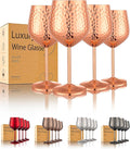 UNISWEET Stainless Steel Wine Glasses Set of 4 Unbreakable (Rose Gold) | 17 oz Large-capacity Hammered Goblets, Lightweight & Reusable, Good for Outdoor, Camping, Pool Travel, Gift for Wine Lovers
