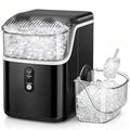 Antarctic Star Nugget Ice Makers Countertop, Pebble Ice Machine with Chewable Pellet Ice, 35Lbs/24H, Self-Cleaning, Sonic Ice, One-Click Operation, for Kitchen,Party Stainless Steel Black