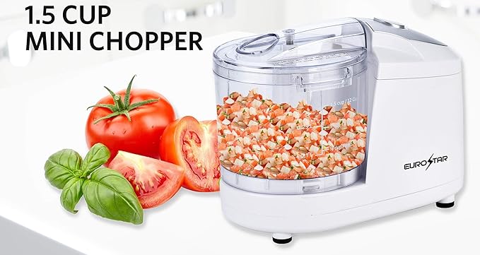 EUROSTAR EC502W 1.5-Cup One Touch Electric Mini Food Chopper, White