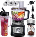 8-Cup Food Processor & Blender Combo, 1000W All-in-One Kitchen Blender for Ice Crushing, Smoothies & Dough, 24oz To-Go Cup, French Fry Cutter, Dishwasher Safe, Black