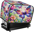 Butterfly Colorful Floral 4 Slice Toaster Cover Dust And Fingerprint Bread Maker Cover Bakeware Protector Washable Appliance Covers Kitchen Accessories For Home Kitchen Women Gift