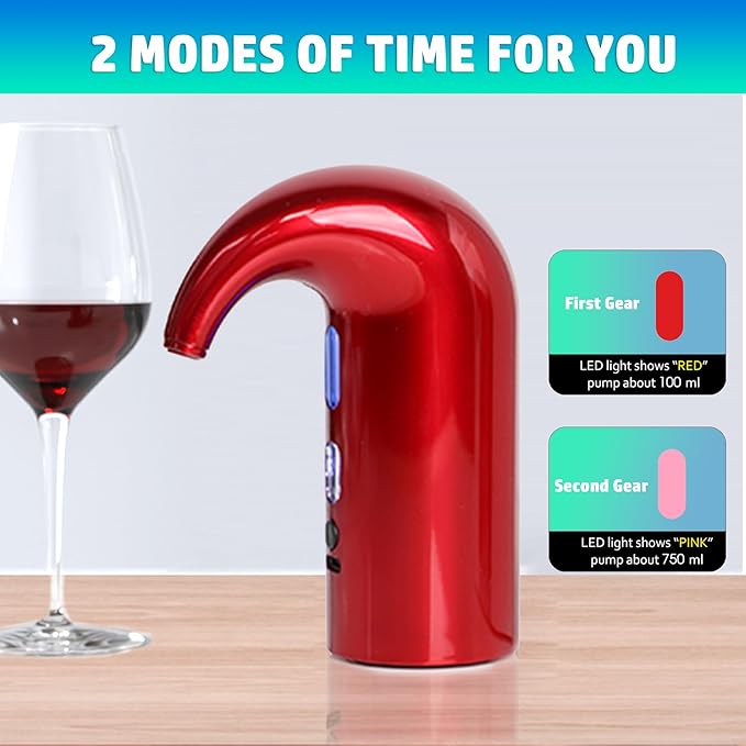 Electric Wine Aerator Pourer, Portable Automatic One-Touch Decanter Dispenser Pump for Red and White Wine with USB Rechargeable Battery