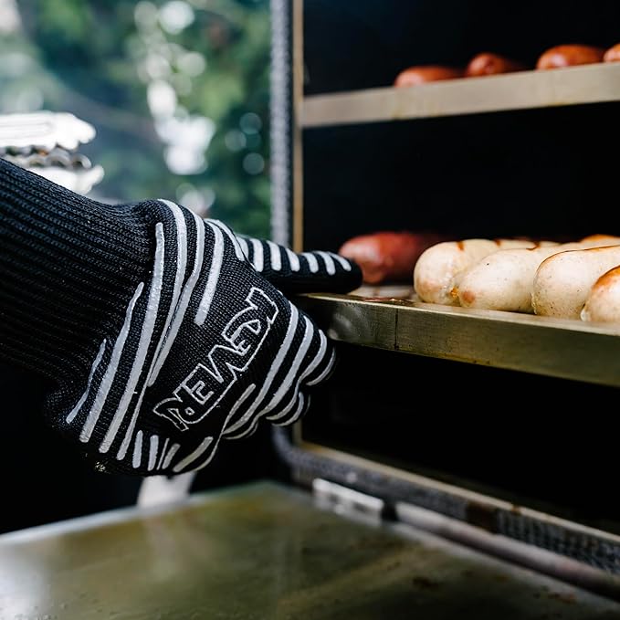 BBQ Grill Gloves, EN407 Certified — Heat Resistant up to 932°F (500°C) | Polyaramid Fiber, Non-Slip Grip, Oven & Smoker Gloves for Men & Women