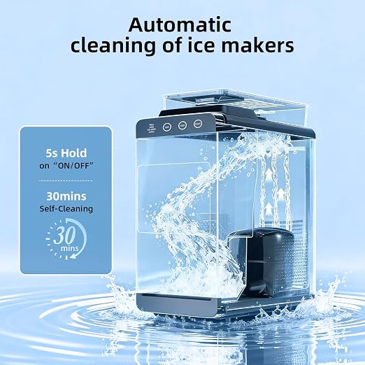 Antarctic Star Ice Maker, Portable Ice Machine with Self-Cleaning Function, 8 Cubes in 6 Mins Fast Countertop Ice Making, Compact Ice Cube Maker for Home, Kitchen, RV, Travel, Steel