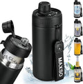 MAXSO Sealed Can Cooler Fizz Lid Can Cover for 12 oz Regular, Slim Skinny Cans & As Thermal Bottle, 4-in-1 Insulated Vacuum Stainless Steel Carbonated Cold Drink Holder - Black