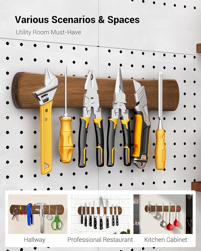Swaitee Magnetic Knife Holder for Wall, 24 Inch Large Acacia Wood Magnetic Knife Strip, Kitchen Storage Organizer, Fridge Side Mount, Housewarming Gifts for New Home