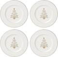Lenox 897868 Federal Platinum Tree Accent Plates, Service For 4, Christmas Dishes, Dinnerware Set, Holiday