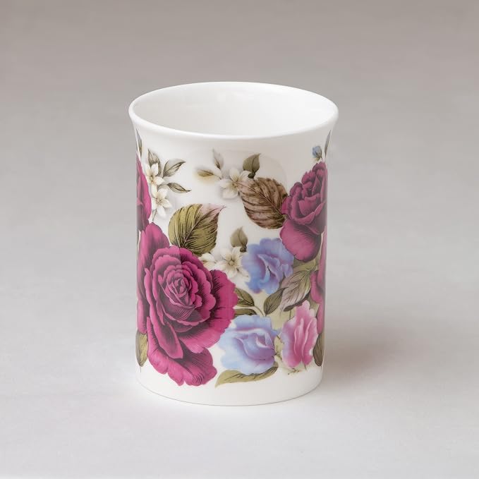 Bone China Coffee Tea Mugs 9-Ounce, Assorted Set of 4 (Classic Floral)