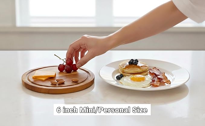 4-Pack Small Personal Charcuterie Cheese Board Set & Serving Tray - 6 Inch mini Bamboo Plates with Knives & Forks, Party Serving Set for Wedding Favors, Bridal & Baby Shower, Ideal Gifts