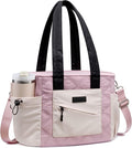 LOVEVOOK Lunch Box for Women, Quilted Insulated Lunch Bag Tote with 40oz Water Bottle Holder, Large Leakproof Cooler Bag for Women with Shoulder Strap, Work Office Nurse Teacher Picnic Travel
