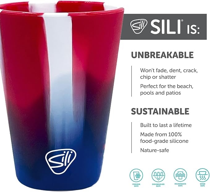 Silipint 1.5oz Silicone Shot Glasses – Pack of 4 Unbreakable, BPA-Free, Non-Toxic, Dishwasher & Freezer Safe Cups – Colored Shot Glasses for Cold Beverages, Cocktails, Travel, Party