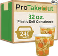 32oz [240 set] Heavy Duty Plastic Deli Container | BPA-Free Food Storage with Airtight Leak‑Proof Lids | Microwave, Freezer & Dishwasher Safe – Stackable, Bulk Reusable Soup & Meal Prep Tub