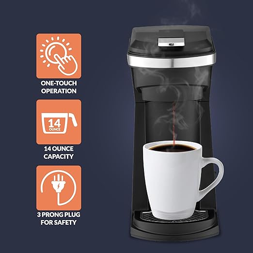 Newhouse Single Serve Coffee Maker compatible with K-cups Water Reservoir, Versatile Ground Coffee & K-Cup Compatibility, Adjustable Tray for Travel Mugs