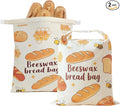 2 Pack Natural Beeswax Food Wraps, Reusable Organic Cotton Bread Bags with Honeycomb Texture, Plastic Free Storage for Sourdough, Freezer Safe, 12.6x17 Inches | Longer freshness, Food-safe contact, Self-sealing design, Plastic-free, Easy to clean, Brea...