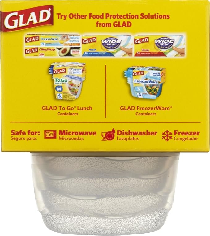 Glad Food Storage Containers - Mini Round Containers - 4 Ounce - 8 Count (Pack of 12)