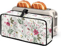 Fresh Floral Toaster Cover 2 Slice Long Slot Slim Toaster Dust Cover, Easy to Fold and Carry, Heat-Resistant Dustproof Protective Covers for Small Appliance