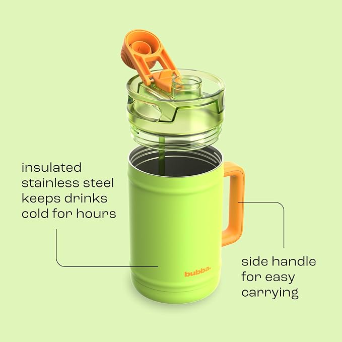 bubba 52 oz Insulated Stainless Steel Water Keg - Large Reusable Water Bottle Drinking Jug - Insulated Keg for Everyday Hydration, Lead-Free and BPA-Free, Glow Up