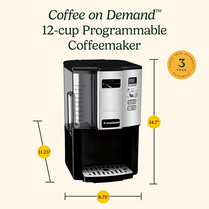 Cuisinart Coffee Maker, 12 Cup Programmable Drip Coffeemaker with Auto Shut-Off, Self cleaning, Home & Office Coffee Machine, DCC-3000NAS, Black