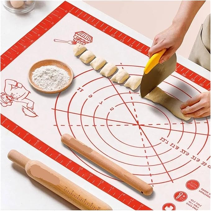 Silicone Baking Mat Rolling Kneading Board Non Stick High Temperature Resistant Pastry Dough Sheet Crust Cookie Bread Easy Clean(50x70cm)