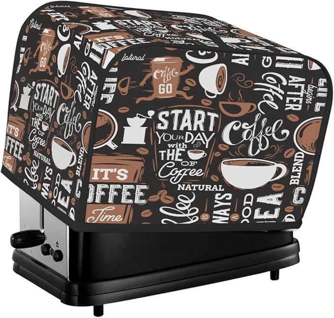 Coffee Brown Interesting 4 Slice Toaster Cover Dust And Fingerprint Bread Maker Cover Bakeware Protector Washable Appliance Covers Kitchen Accessories For Home Kitchen Women Gift