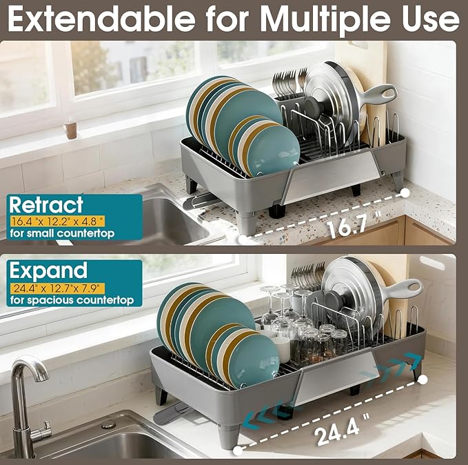 Expandable Under Sink Organizers + Dish Drying Rack