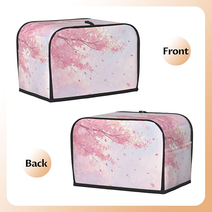 Toaster Cover 2 Slice Japanese Art Flower Cherry Blossom Kitchen Small Appliance Covers with Pockets Dust and Fingerprint Protection