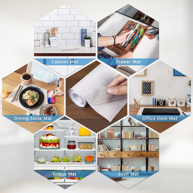 Self-Adhesive Shelf Liner Kitchen Liner, Waterproof Backed Paper Easy Peel and Stick Contact Liner Without Residue for Decor Your Desk Surface, Kitchen Countertops (Clear, 11.8 x 393.7 inches)