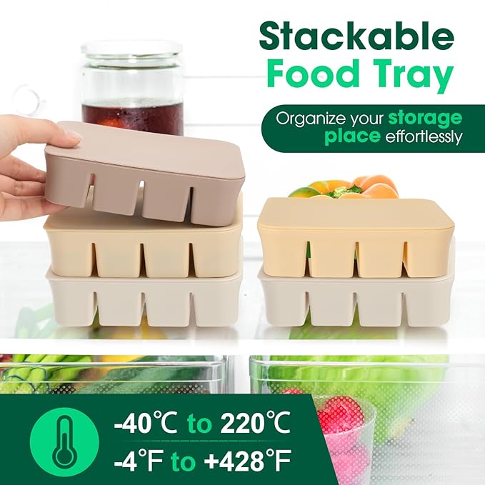 Mimorou 3 Pack Baby Food Freezer Tray with Lids 2.8 oz x 12 Cups Silicone Baby Food Storage Container Ice Cube Freezer Molds for Homemade Vegetable Fruit Purees Snack(12 Cups,White, Yellow, Brown)