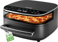 NutriChef 6 Quart Extra Large Air Fryer with 11-in-1 Cooking Presets | Extra-Large Basket Fits Up to 12” Pizza | Adjustable Temperature 450F & Timer Range | Dual Heat Source Technology | Grey