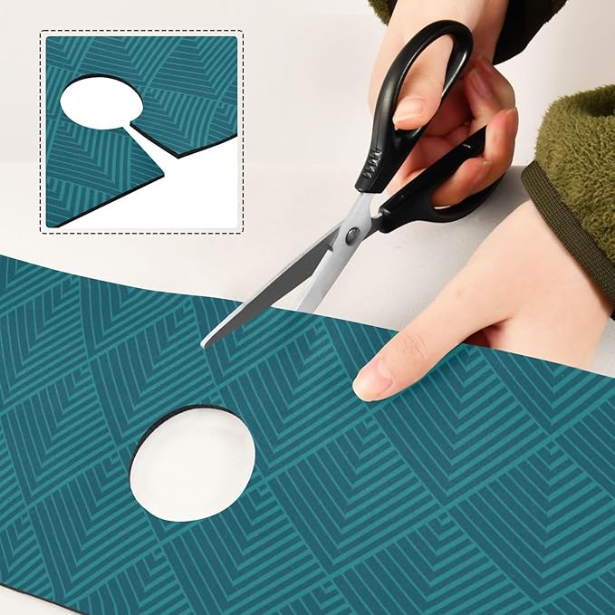 Kitchen Sink Splash Guard 1 PC 30 Inch Sink Faucet Mat Splash Guard for Bathroom Countertop Water Absorbent Foldable Cuttable Soft Washable Dark Green Geometric Art