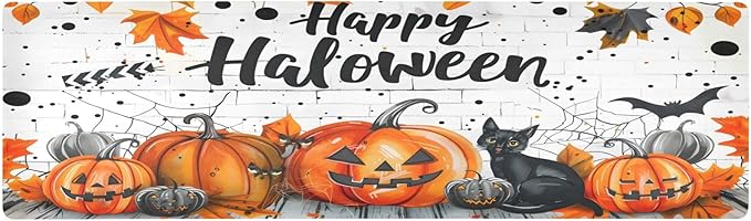 ALAZA Halloween Pumpkins Black Cat Trivet Table Runner 40 Inches Long Trivet for Hot Pots and Pans/Hot Dishes,Table Protector Heat Up to 230F, Decorative Hot Plates Mat for Kitchen Countertop