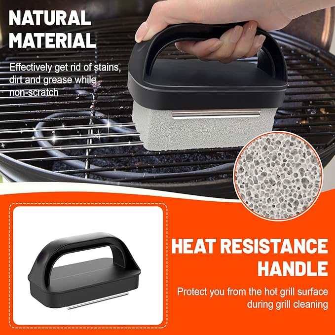 21 Pieces Griddle Cleaning Kit for Blackstone, Flat Top Grill Cleaning Accessories with Silicone Spatula Mat, Scraper, Grill Stone & Scouring Pads with Handle, Cleaning Gloves, Cleaning Towel