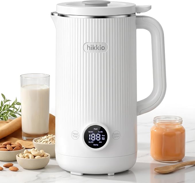 8-in-1 Nut Milk Maker Machine – Homemade Soy, Almond, Oat & Coconut Plant-Based Milk Maker – Delay Start, Keep Warm, Self-Cleaning – 20 oz