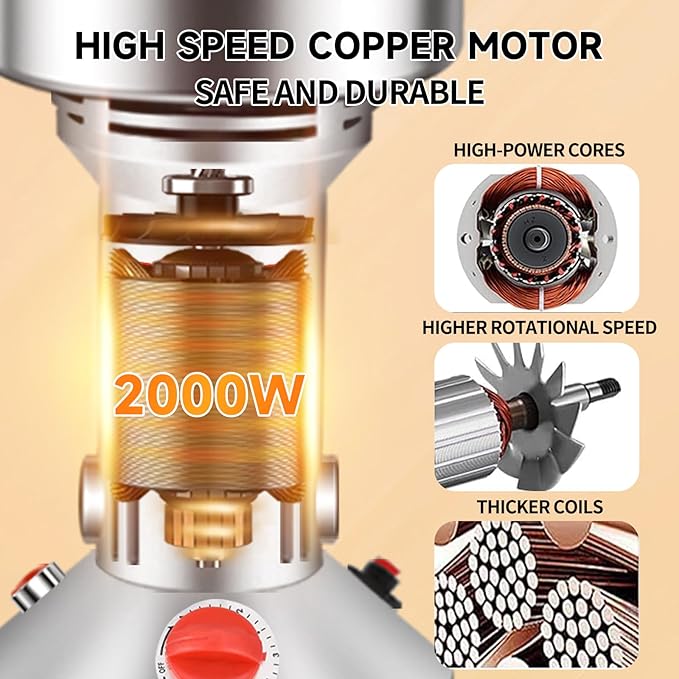 850g Grain Grinder 2800W Electric Spice Grinder High-Speed Stainless Steel Flour Mill Suitable for Coffee/Corn/Pepper/Herbs/Wheat/Rice