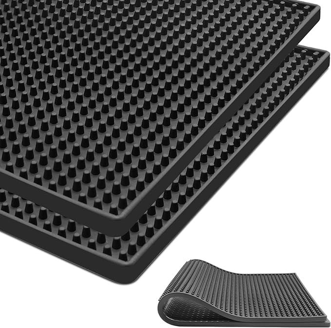 2 Pack Large Bar Mats for Countertop 12X24'', Thicker Rubber Coffee Bar Mat, Dish Drying Mat, Kitchen Mat for Countertop, Non-slip and Easy to Clean